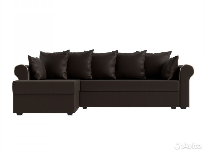 Диван угловой Рейн левый угол, экокожа, коричневый