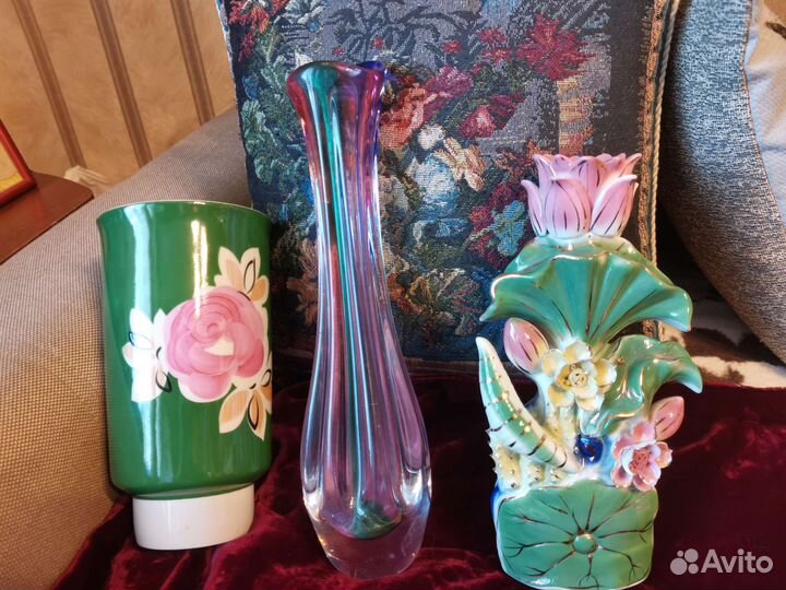 Вазы Конфетницы Цветное стекло Хрусталь СССР