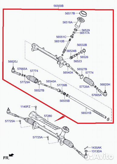 Рулевая рейка Hyundai Solaris 2 седан H5S4D261F