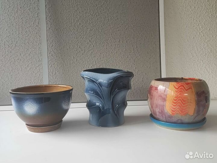 Керамические разные горшки для цветов