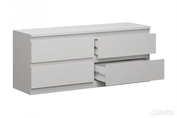 Тумба под тв, 4 ящика, белый новая