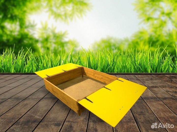 Детская песочница с крышками-столиками 1,5х1,5м