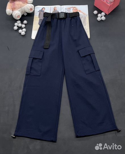 Школьные брюки карго для девочки, 134-152