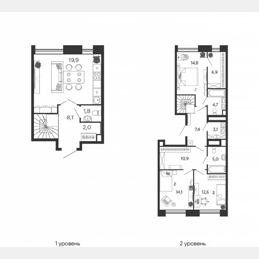 3-к. квартира, 111,6 м², 2/5 эт.
