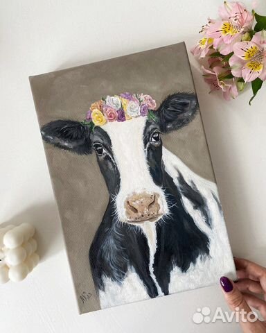 Картина маслом «коровка»