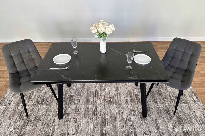 Герцог Стол обеденный керамический (1400-2000 мм) Черный