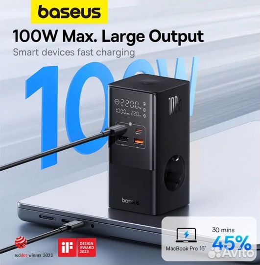 Сетевая зарядная станция 6 в 1 Baseus100w Gan 5Pro