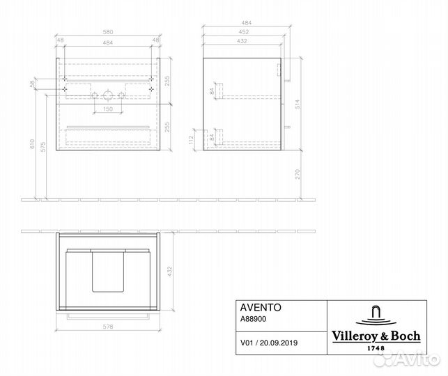 Villeroy & Boch A88900PN Тумба под рако