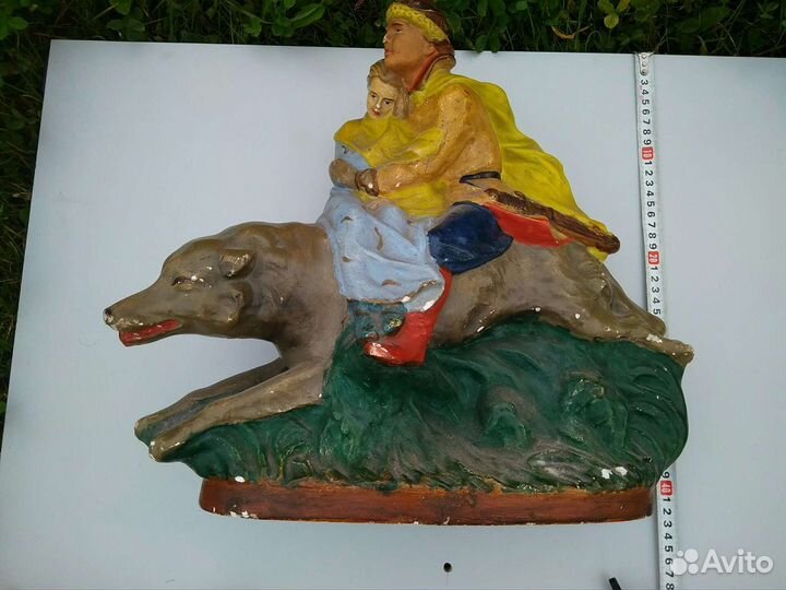 Серый волк статуэтка,Кунгур гипс 50х годов