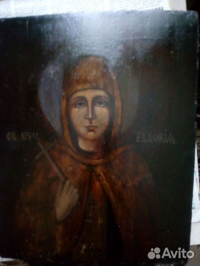 Икона старинная святая Евдокия. Живопись