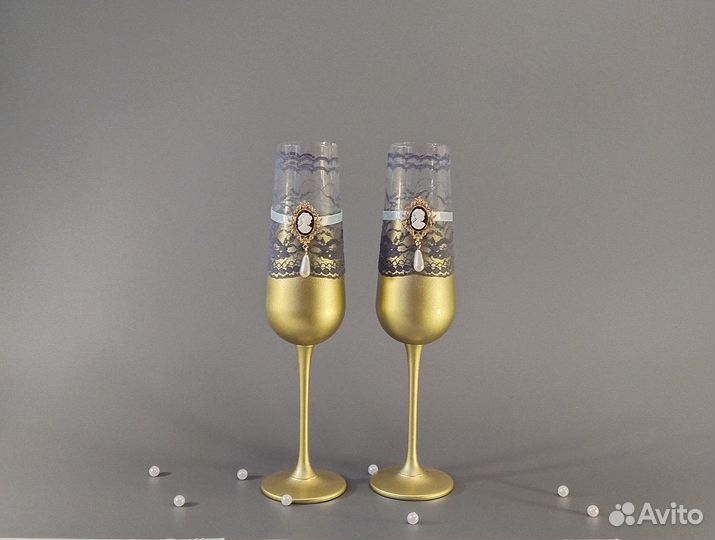 Свадебные бокалы ручной работы