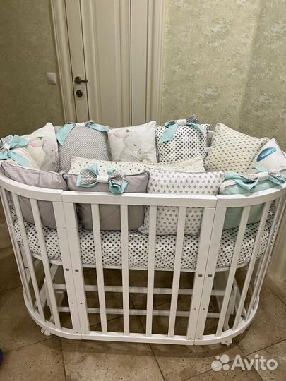 Детская кроватка трансформе с поперечным маятником