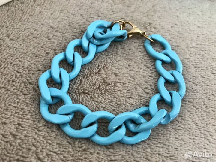 Браслет голубой панцирная цепь украшение