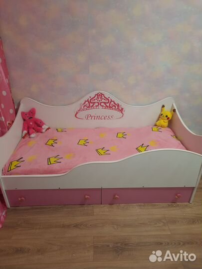 Детская кровать для девочки с матрасом 170х80