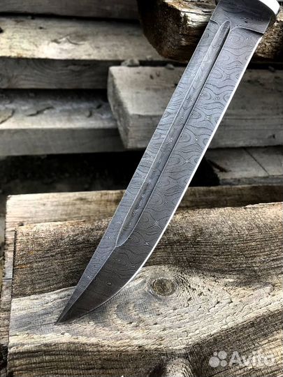 Большой нож Пластун из дамасской стали