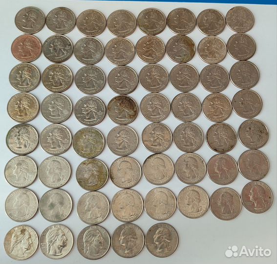 Квотеры США. Юбилейные. Почти номинал. 61шт