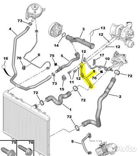 Трубка охлаждения турбины Peugeot 408 EP6DT