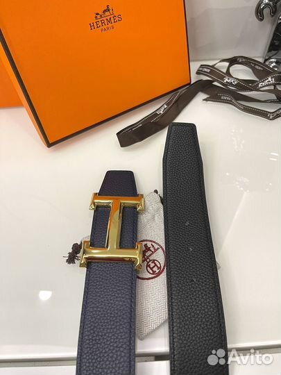 Мужской двусторонний кожаный ремень Hermes