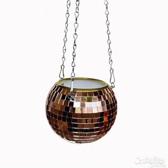 Кашпо из диско шара / кашпо из зеркальной мозаики