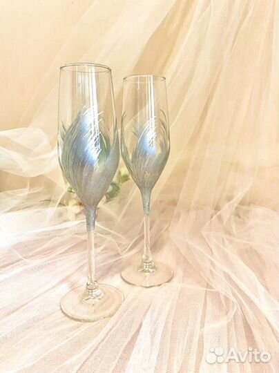 Свадебные бокалы ручной работы