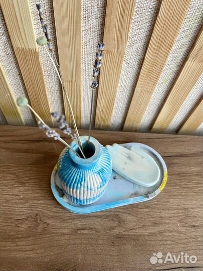 Гипс ваза свеча гипсовые изделия поднос подарок