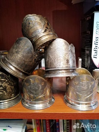 Подстаканники из серебра разные