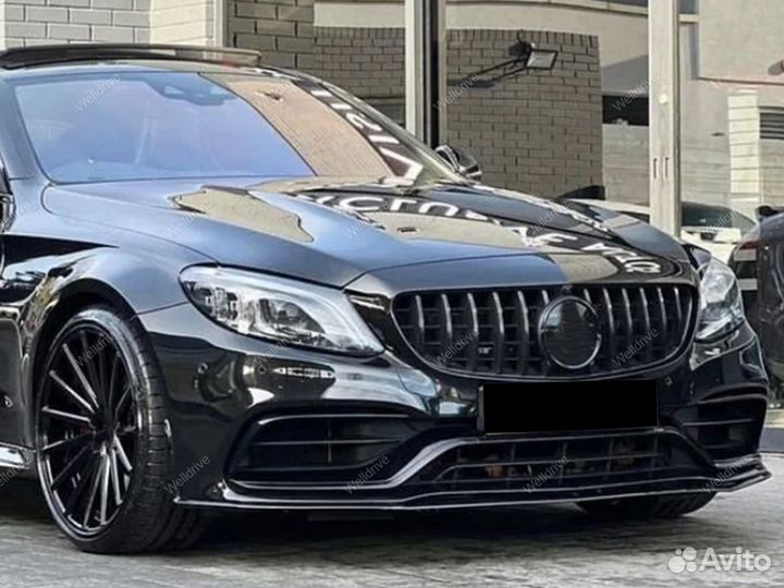 Губа передняя Mercedes W205 C63 AMG черная