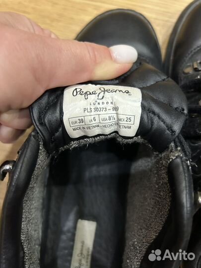 Утепленные кожаные кеды Pepe Jeans