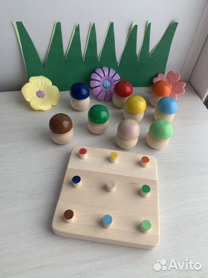 Сортер грибочки Развивающие деревянные игрушки