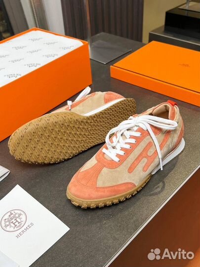 Кроссовки Hermes из замши