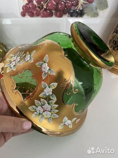 Ваза Богемия Д 24см Чехословакия. Высота 14см