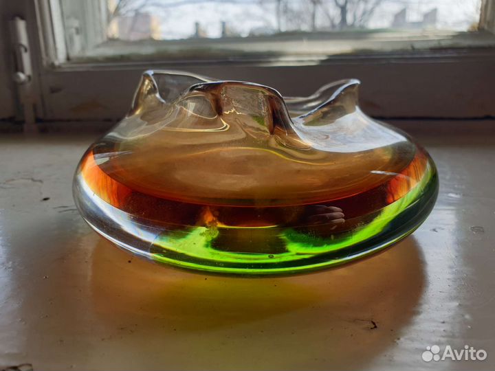 Пепельница СССР цветное стекло