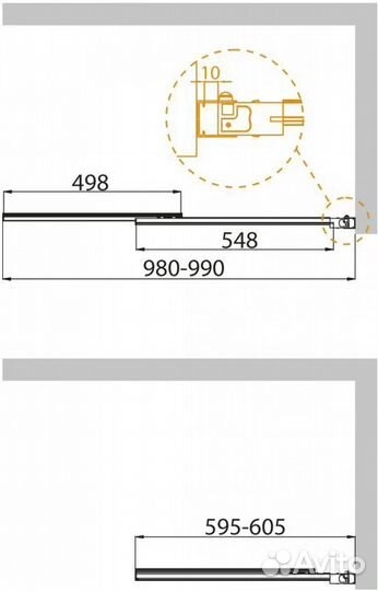 Шторка на ванну Cezares 100cm slider-vf-11-100/1