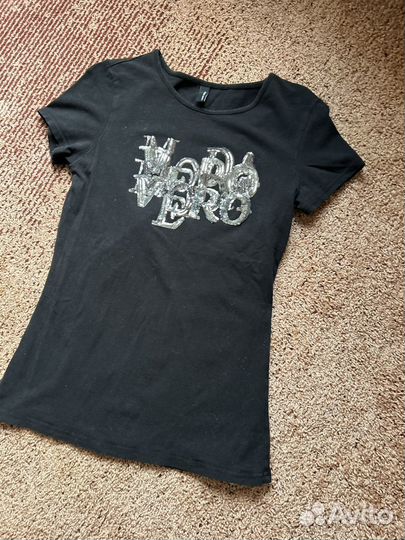 Футболка черная со стразами vero moda