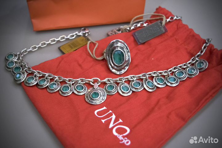 UNOde50 Колье, серьги, кольцо. Линия azteca