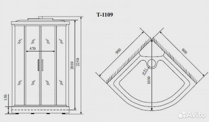 Душевая кабина Timo Standart 90х90 T-6609BF