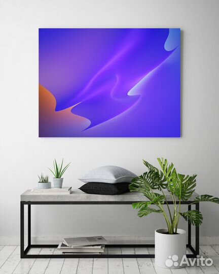 Картина абстракция. Синее свечение