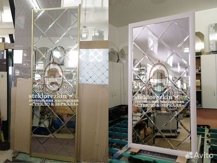 Зеркальное панно на стену, дверь, колонну,в багете