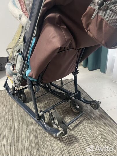 Детские зимние санки коляска на колесах