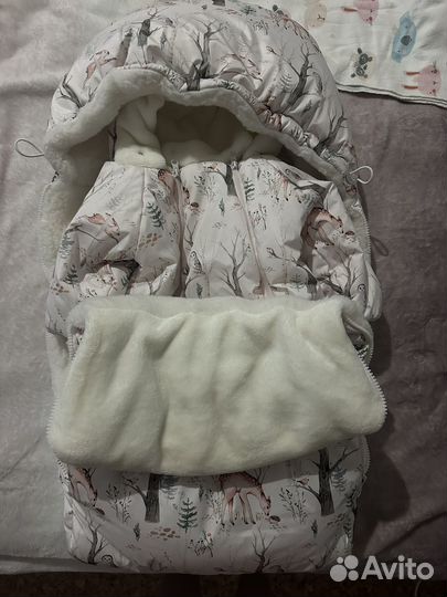 Зимний конверт в коляску на овчине