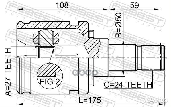 ШРУС внутренний левый toyota camry ACV30/MCV30