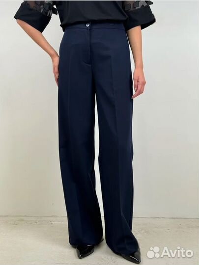 Брюки темно-синие трубы 48-50