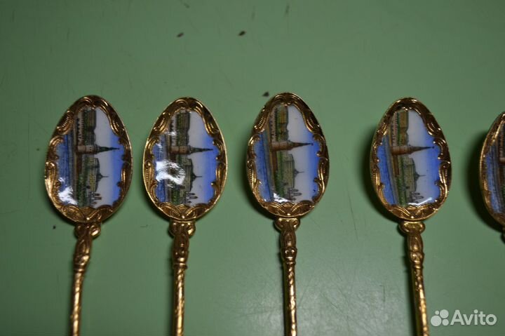 Набор чайных ложек Ростов финифть и Чайная пара