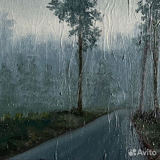 Картина маслом лесной пейзаж