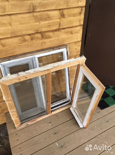 Окна деревянные в сборе б/у