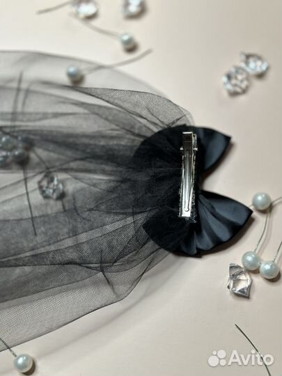 Фата на девичник с бантом розовая черная белая