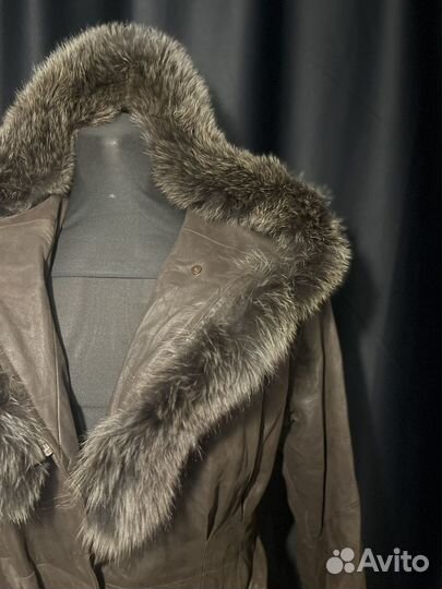 Куртка коричневая короткая женская с мехом 46-48