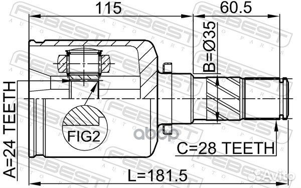 ШРУС внутренний левый 24x35x28 (mazda 3 BL 2009