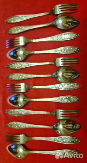 Набор малых столовых приборов Пламя мельхиор