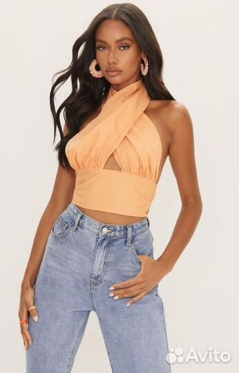 Новый топ Prettylittlething персикового цвета